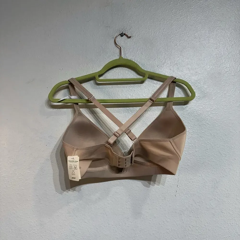 Aerie Beige Wireless Convertible Strap Bra Racerback T Shirt Bra Sz 34DD NWT